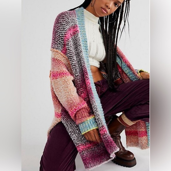 Free People Multicolor Open Front Daydreamer Cardigan Sweater, Size XS - Picture 3 of 10
